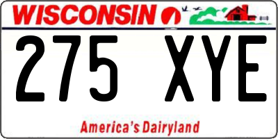WI license plate 275XYE