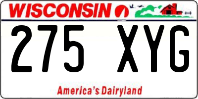 WI license plate 275XYG
