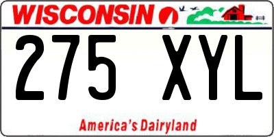 WI license plate 275XYL