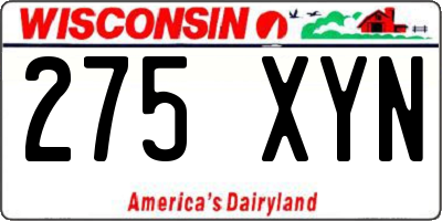 WI license plate 275XYN