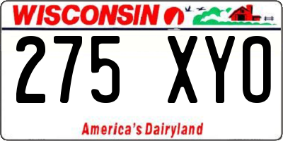 WI license plate 275XYO