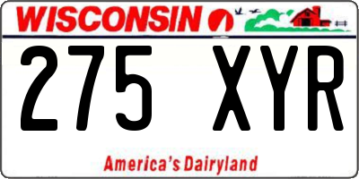 WI license plate 275XYR