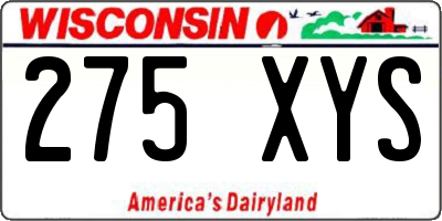 WI license plate 275XYS