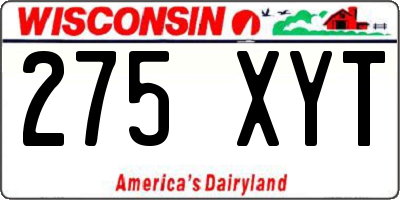 WI license plate 275XYT