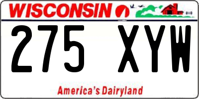 WI license plate 275XYW