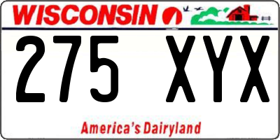 WI license plate 275XYX
