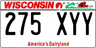 WI license plate 275XYY