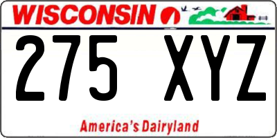 WI license plate 275XYZ