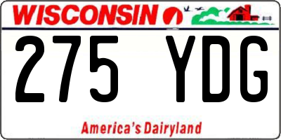 WI license plate 275YDG