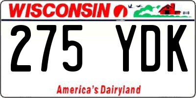 WI license plate 275YDK