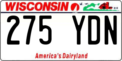 WI license plate 275YDN