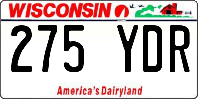 WI license plate 275YDR