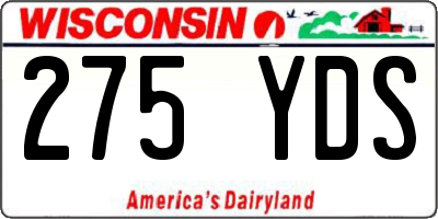 WI license plate 275YDS