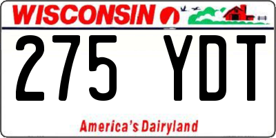 WI license plate 275YDT