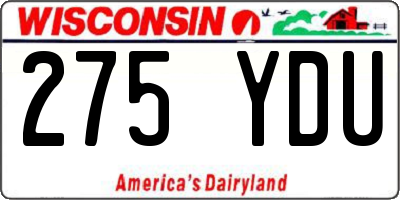 WI license plate 275YDU
