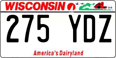 WI license plate 275YDZ