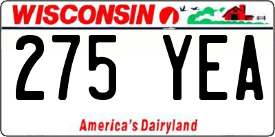 WI license plate 275YEA