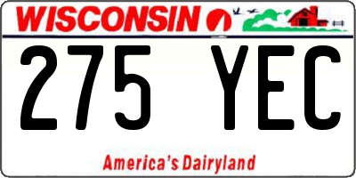 WI license plate 275YEC