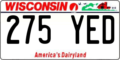WI license plate 275YED