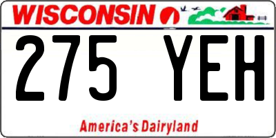 WI license plate 275YEH