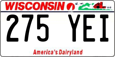 WI license plate 275YEI