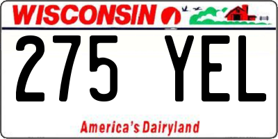 WI license plate 275YEL