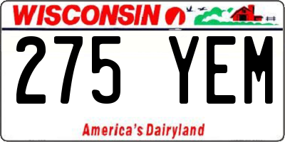 WI license plate 275YEM