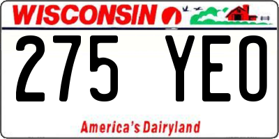 WI license plate 275YEO