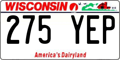 WI license plate 275YEP
