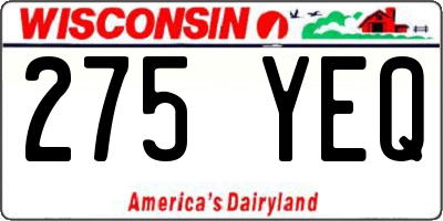 WI license plate 275YEQ
