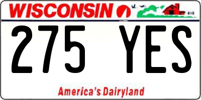 WI license plate 275YES