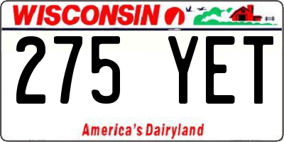 WI license plate 275YET