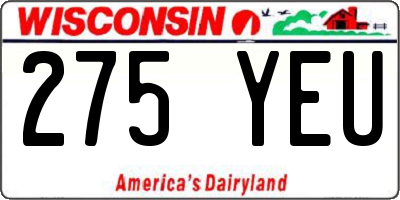 WI license plate 275YEU
