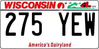 WI license plate 275YEW