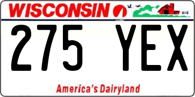 WI license plate 275YEX