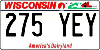 WI license plate 275YEY