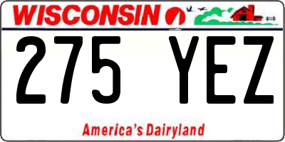 WI license plate 275YEZ