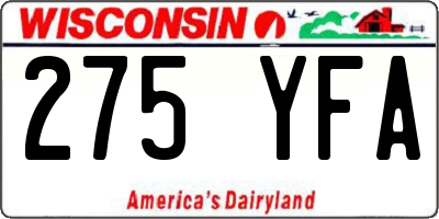 WI license plate 275YFA