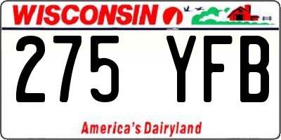WI license plate 275YFB