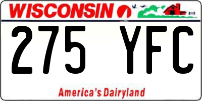 WI license plate 275YFC