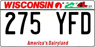 WI license plate 275YFD
