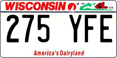 WI license plate 275YFE