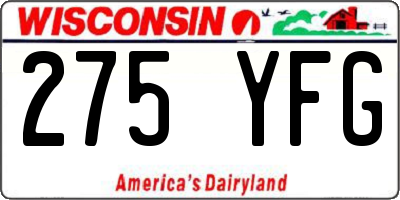 WI license plate 275YFG