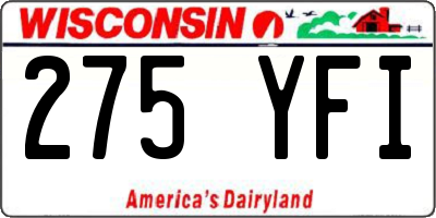 WI license plate 275YFI