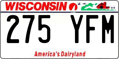 WI license plate 275YFM