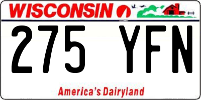 WI license plate 275YFN