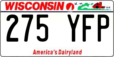 WI license plate 275YFP