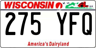 WI license plate 275YFQ