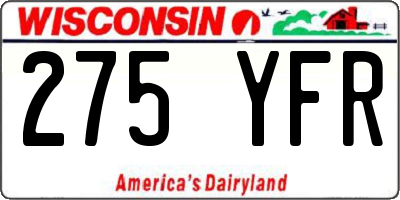 WI license plate 275YFR