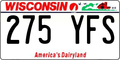 WI license plate 275YFS